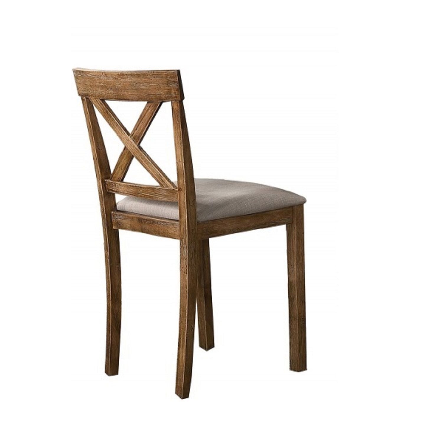 Dining Chair With Open X Back (Set of 2) - Brown / Beige by HouseOfZazla