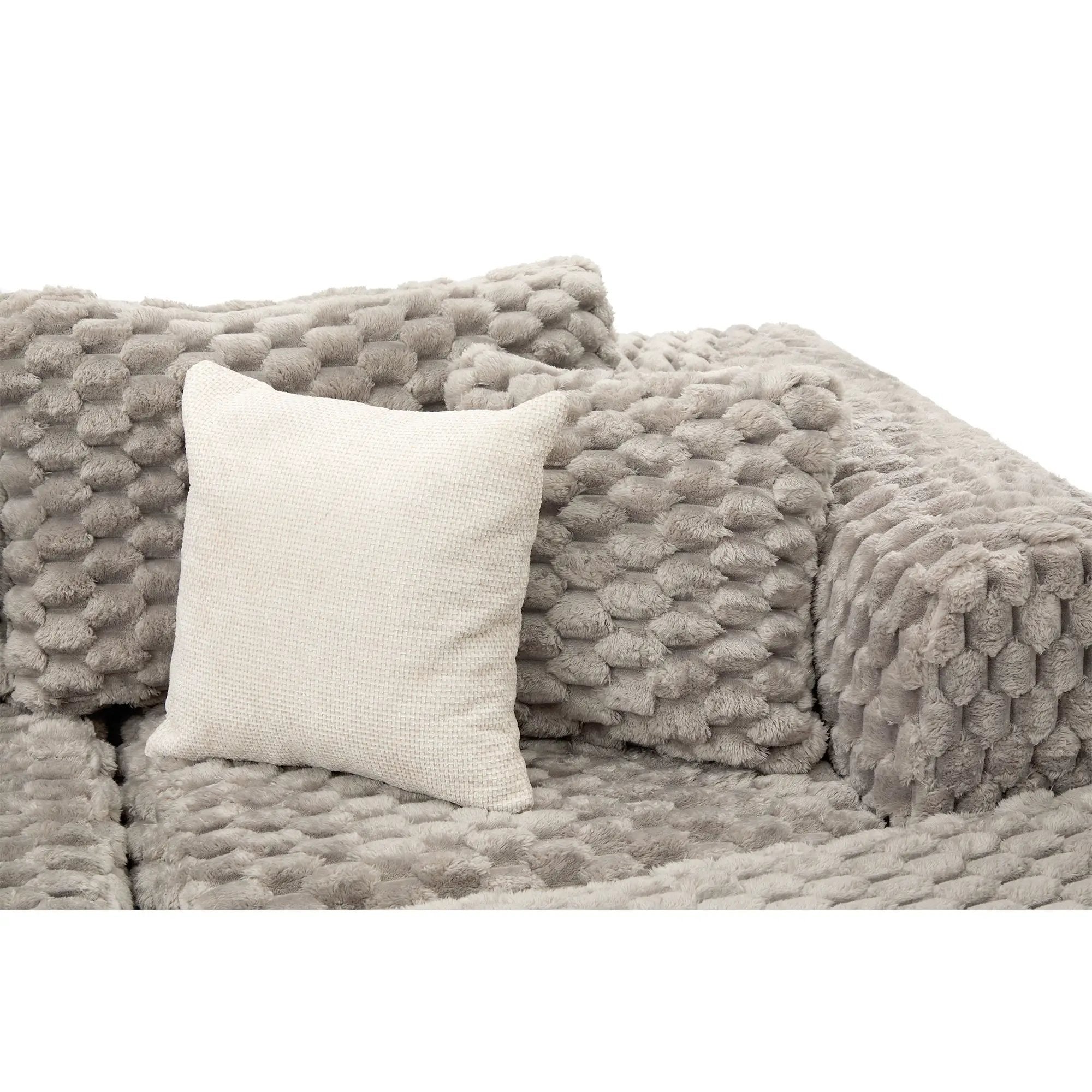 Modular Sectional Sofa, Boneless Couch With 2 Movable Ottomans