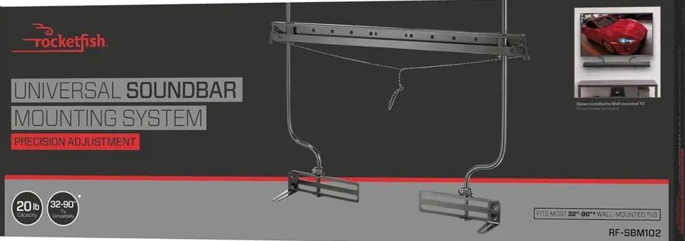 Rocketfish Universal Soundbar Mounting System - Black Soundbar Holder Compatible with 70" to 90" TVs - Adjustable Soundbar Bracket Mounting System - D by Selzalot