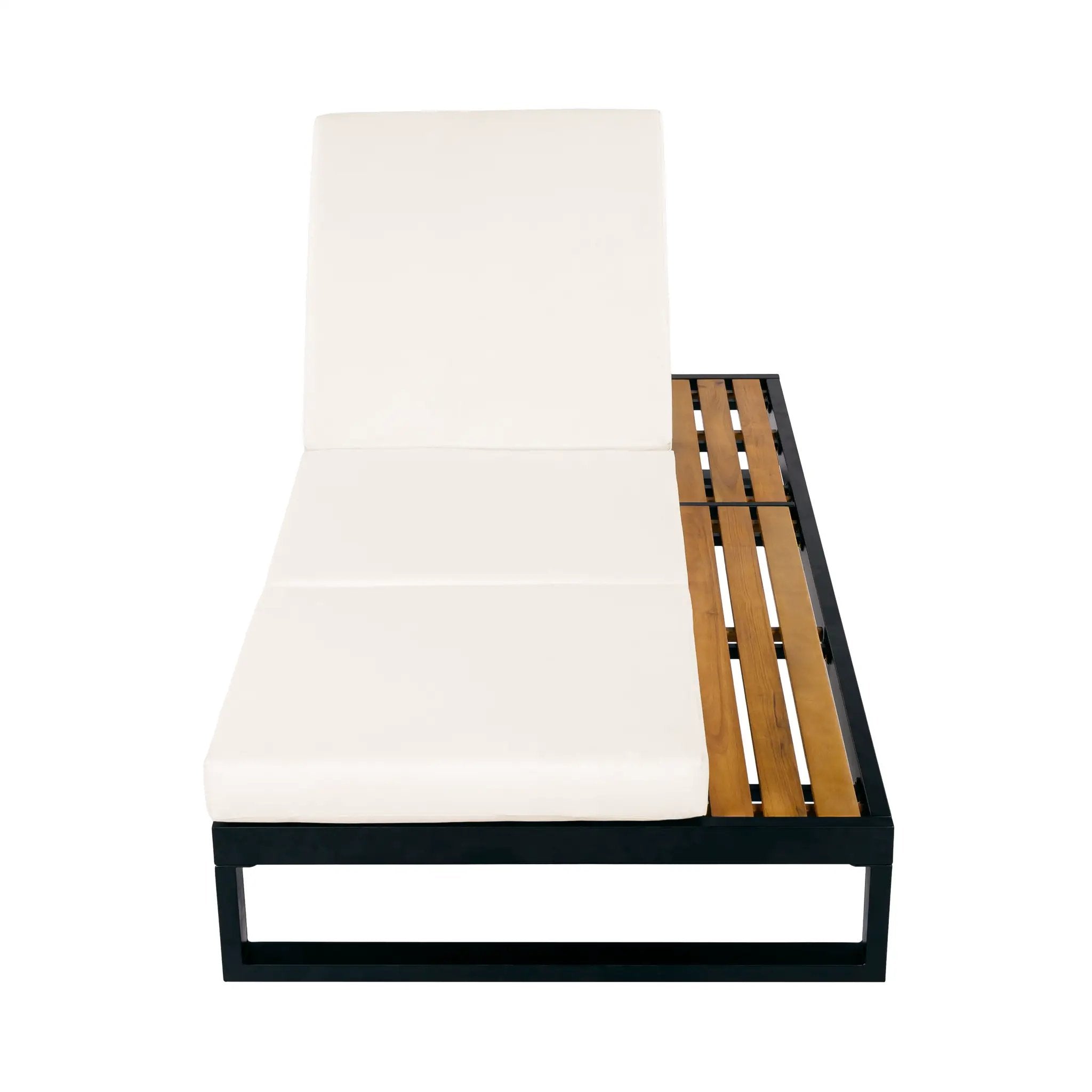 Black Iron & Teak Finish Chaise Lounge Set by HouseOfZazla