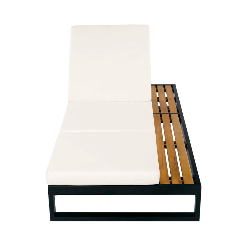 Black Iron & Teak Finish Chaise Lounge Set by HouseOfZazla