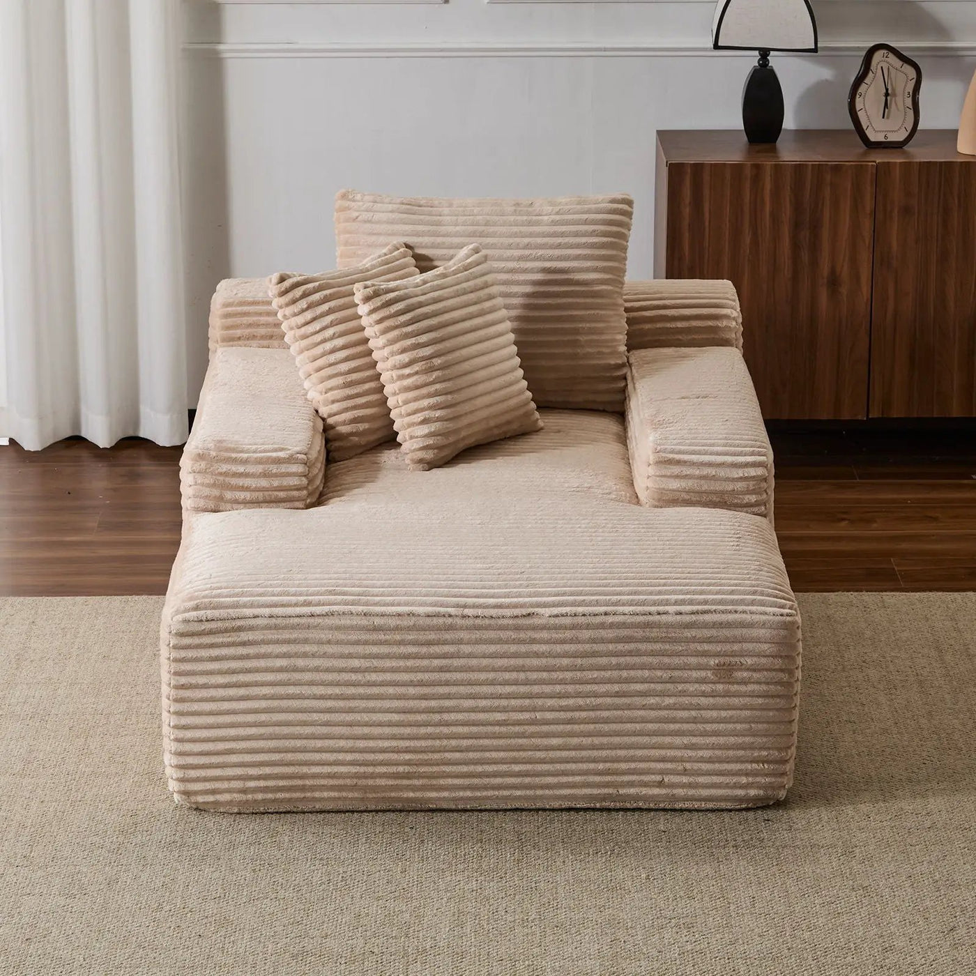 Oversized Chaise Lounge Chair Cozy Cloud Couch With 3 Throw Pillows And Wide Armrest by Unique Piece Furniture