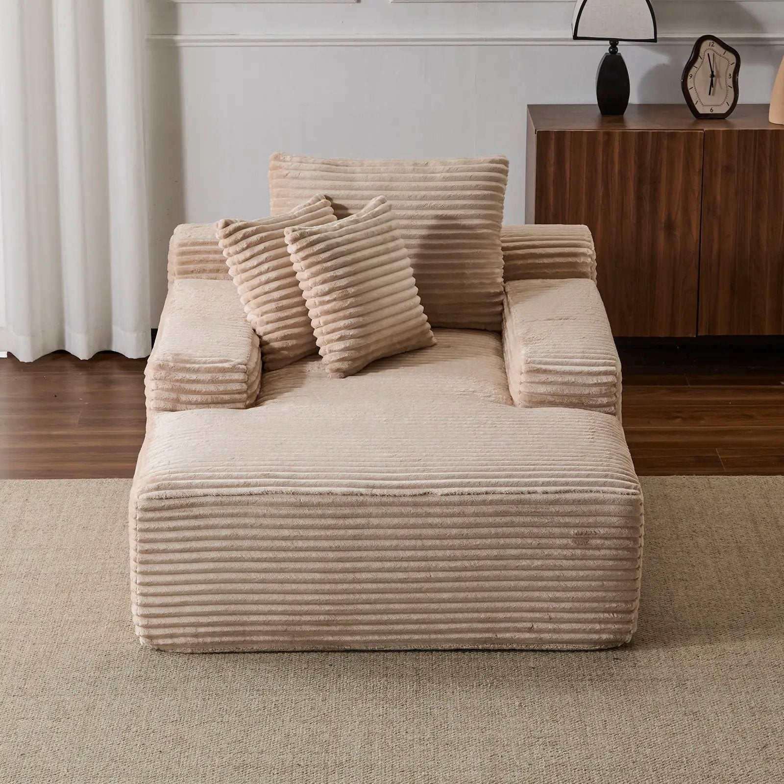 Oversized Chaise Lounge Chair Cozy Cloud Couch With 3 Throw Pillows And Wide Armrest by Unique Piece Furniture