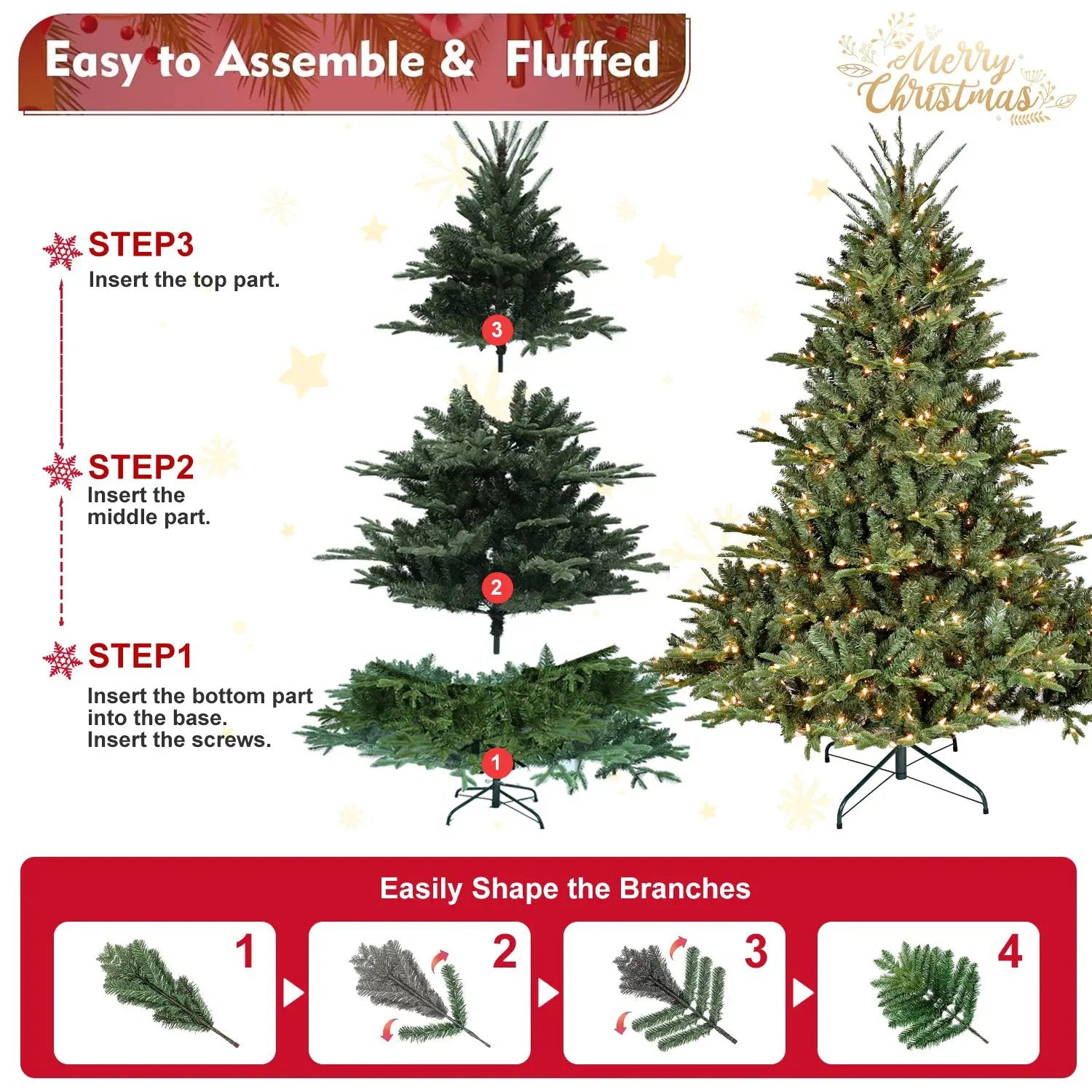 7FT Full-Shape Christmas Tree with 750 UL Lights by HouseOfZazla