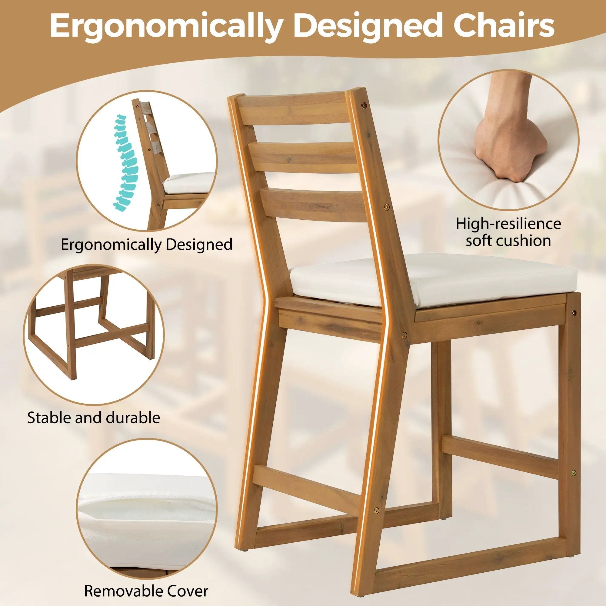 Patio Bar Set With Ergonomic Chairs by Unique Piece Furniture