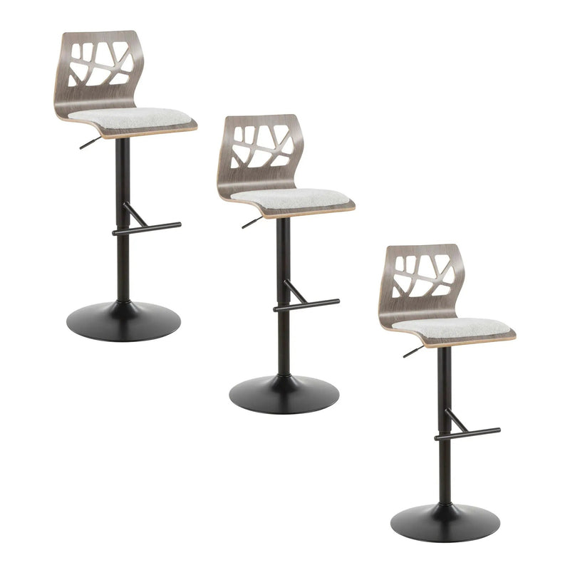 Folia - Mid Century Modern Adjustable Barstool With Swivel With Straight T Footrest (Set of 3) by Unique Piece Furniture
