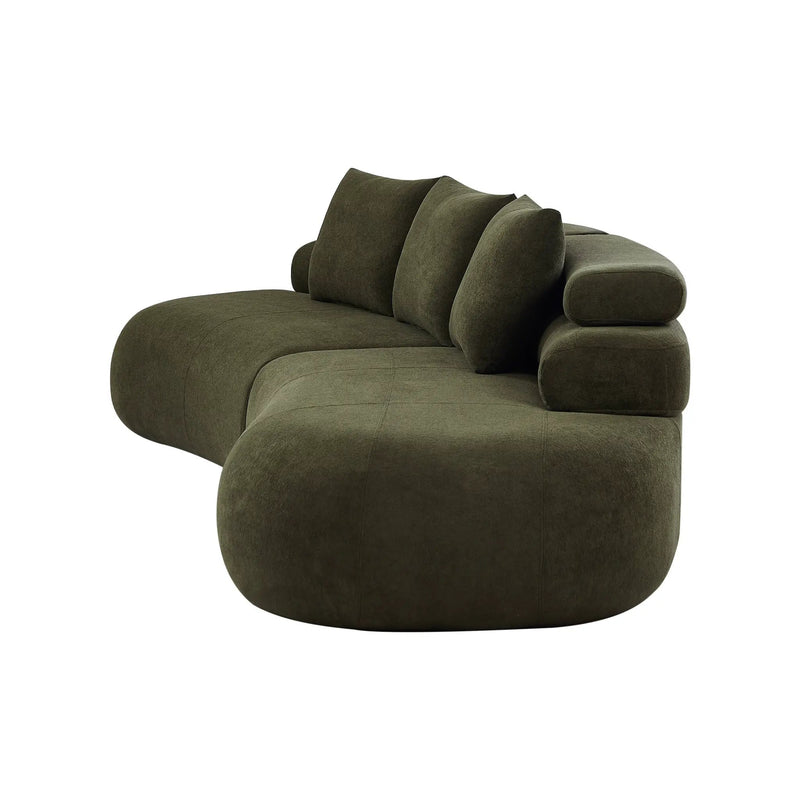 122" Curved Sectional Sofa (Olive Green) by HouseOfZazla