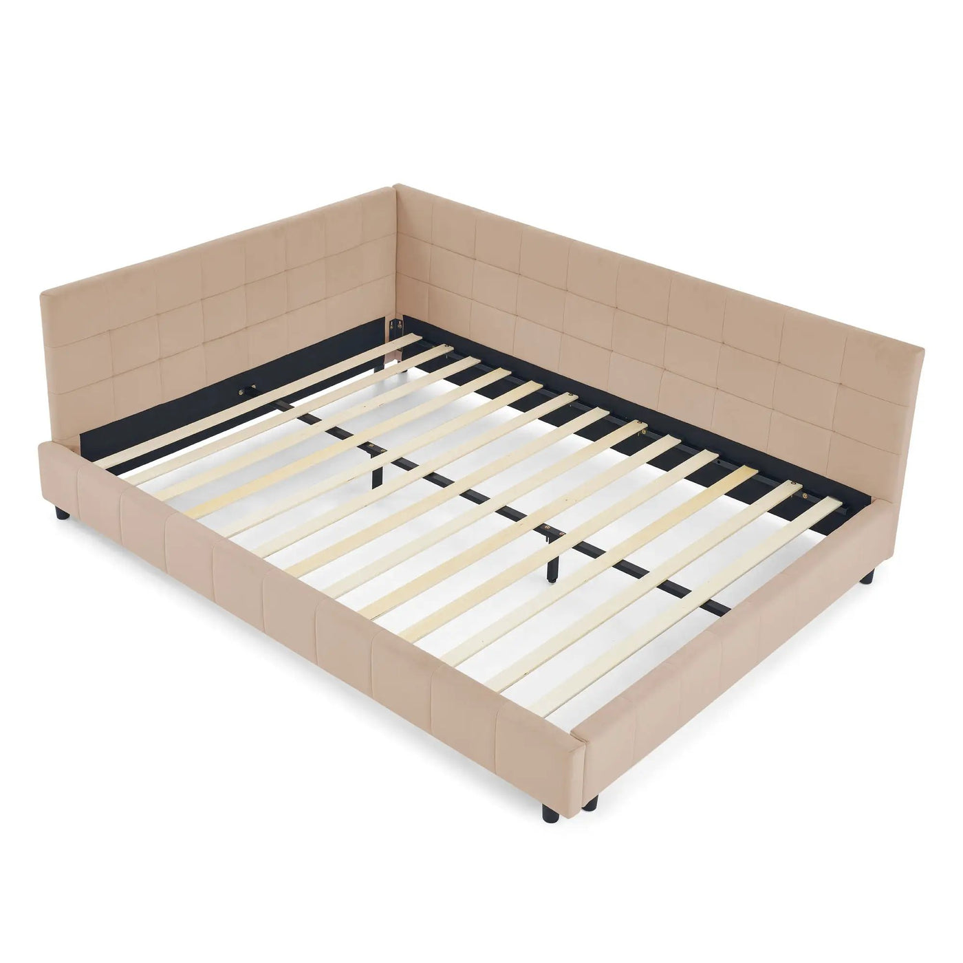 Mid-Century Storage Upholstered Tufted Bed Frame With Backrest And Armrests by Unique Piece Furniture