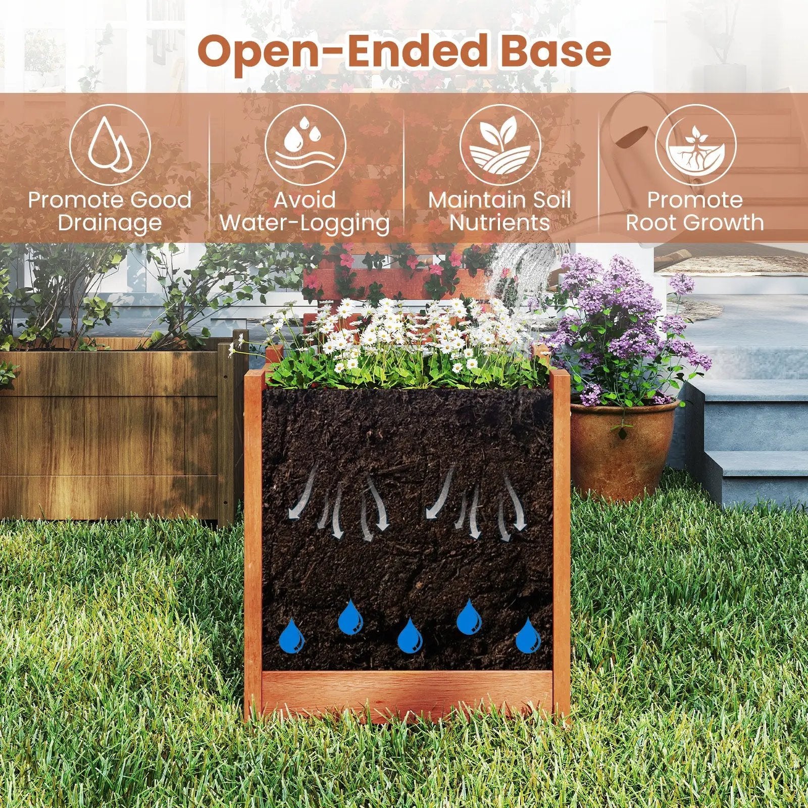 Outdoor Wooden Raised Garden Bed with Trellis by DirectDeals