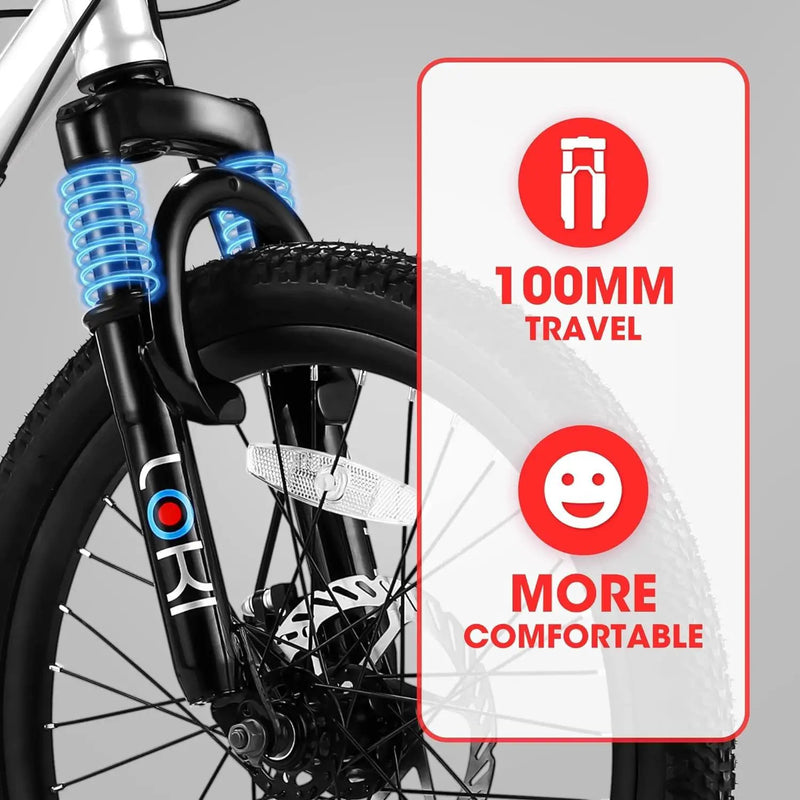 S20101 20" Kids' Bike, Boys Girls Mountain Bike Ages 8-12, 7 Speed Teenager Children Kids' Bicycles, Front Suspension Disc Brake Rear V-Brake, High Steel Frame by HouseOfZazla