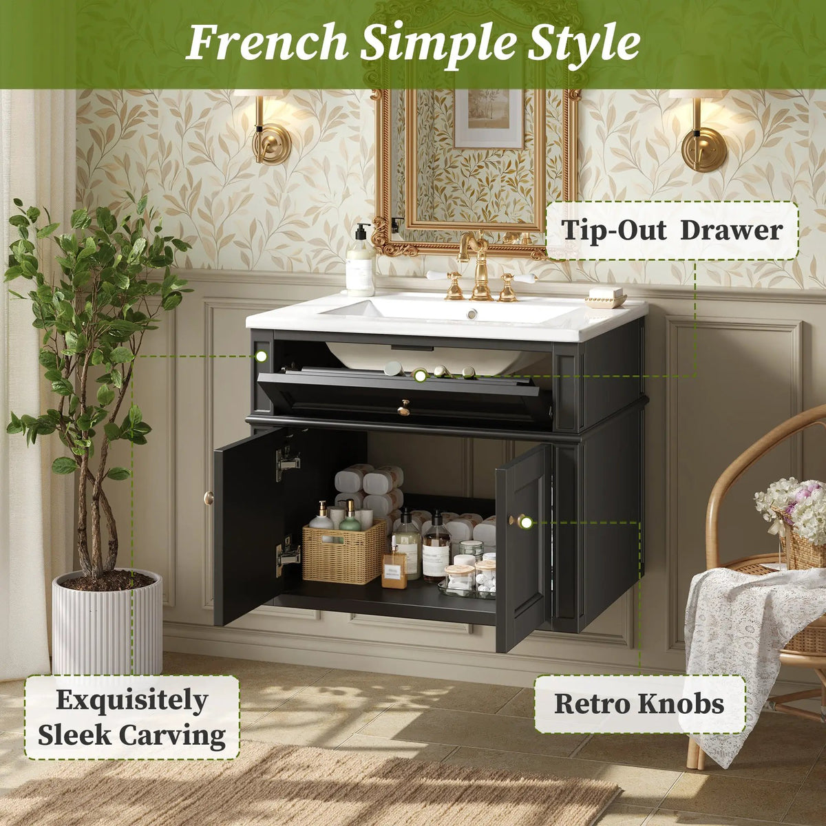 24" Wall Mounted Modern Bathroom Vanity by HouseOfZazla