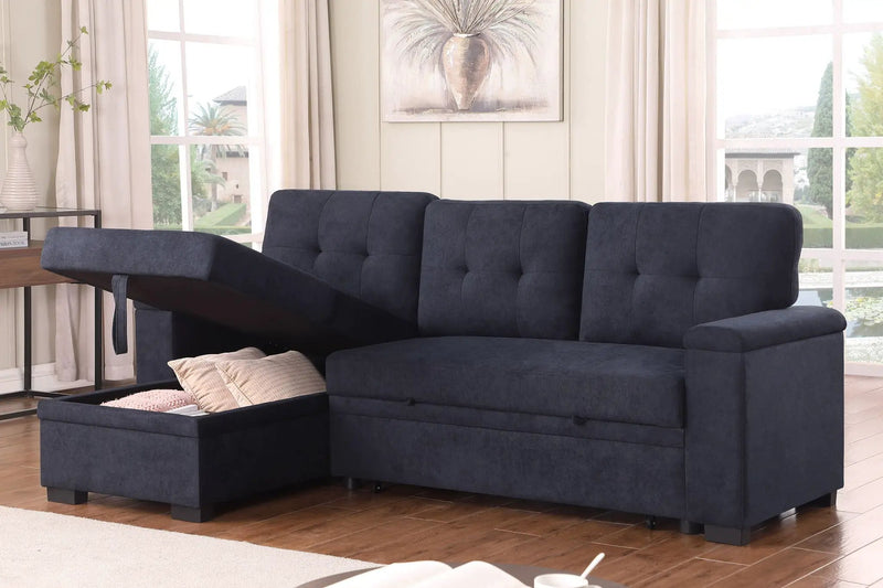 Lucca II - 84.5"W Reversible Sleeper Sectional Sofa with Storage Chaise by HouseOfZazla