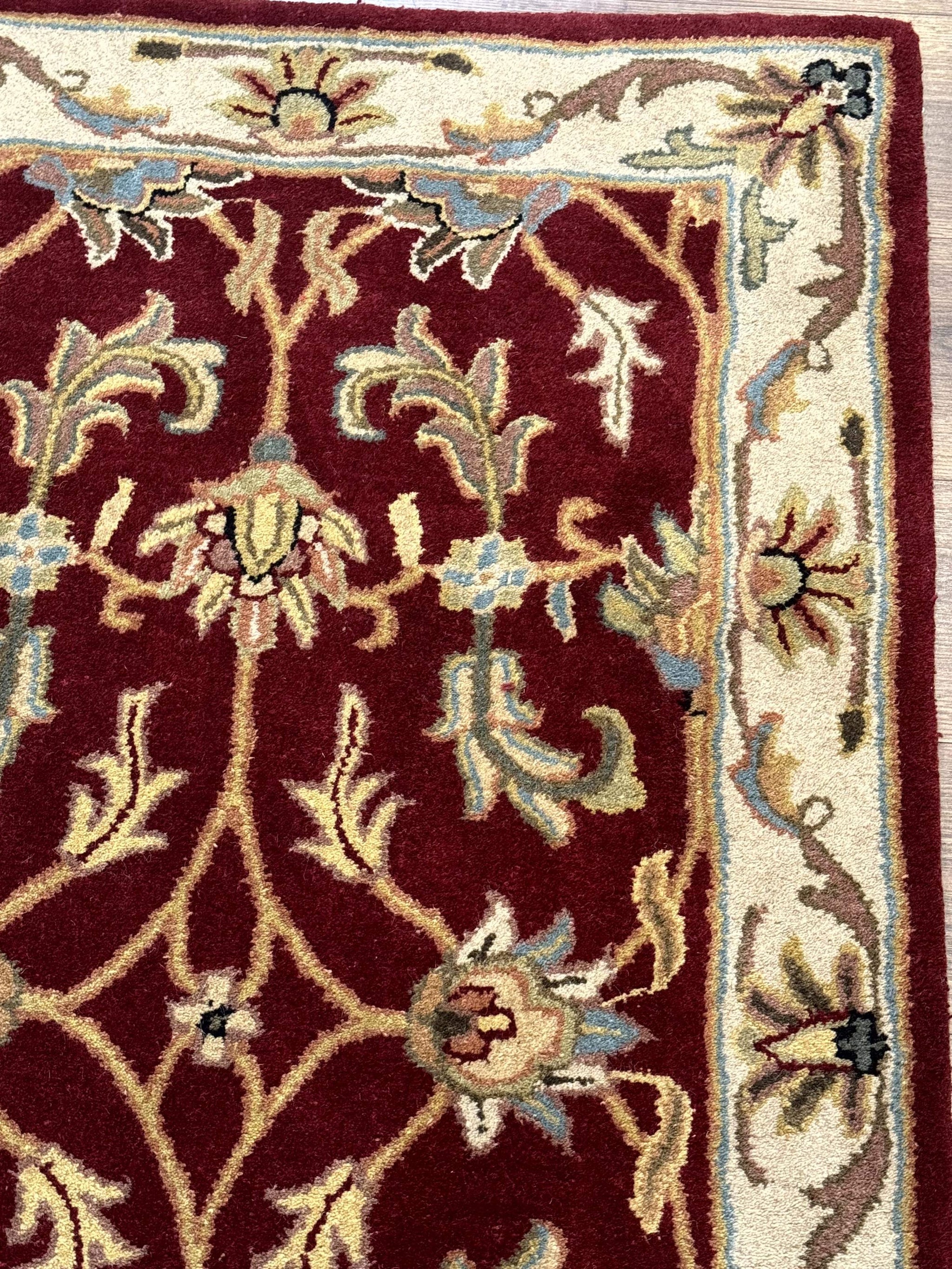 Small Floral Wool Rug 3x5, Safavieh Heritage Collection, Dark Red, Pair B by Jewel Rugs