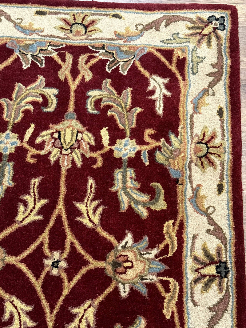 Small Floral Wool Rug 3x5, Safavieh Heritage Collection, Dark Red, Pair B by Jewel Rugs
