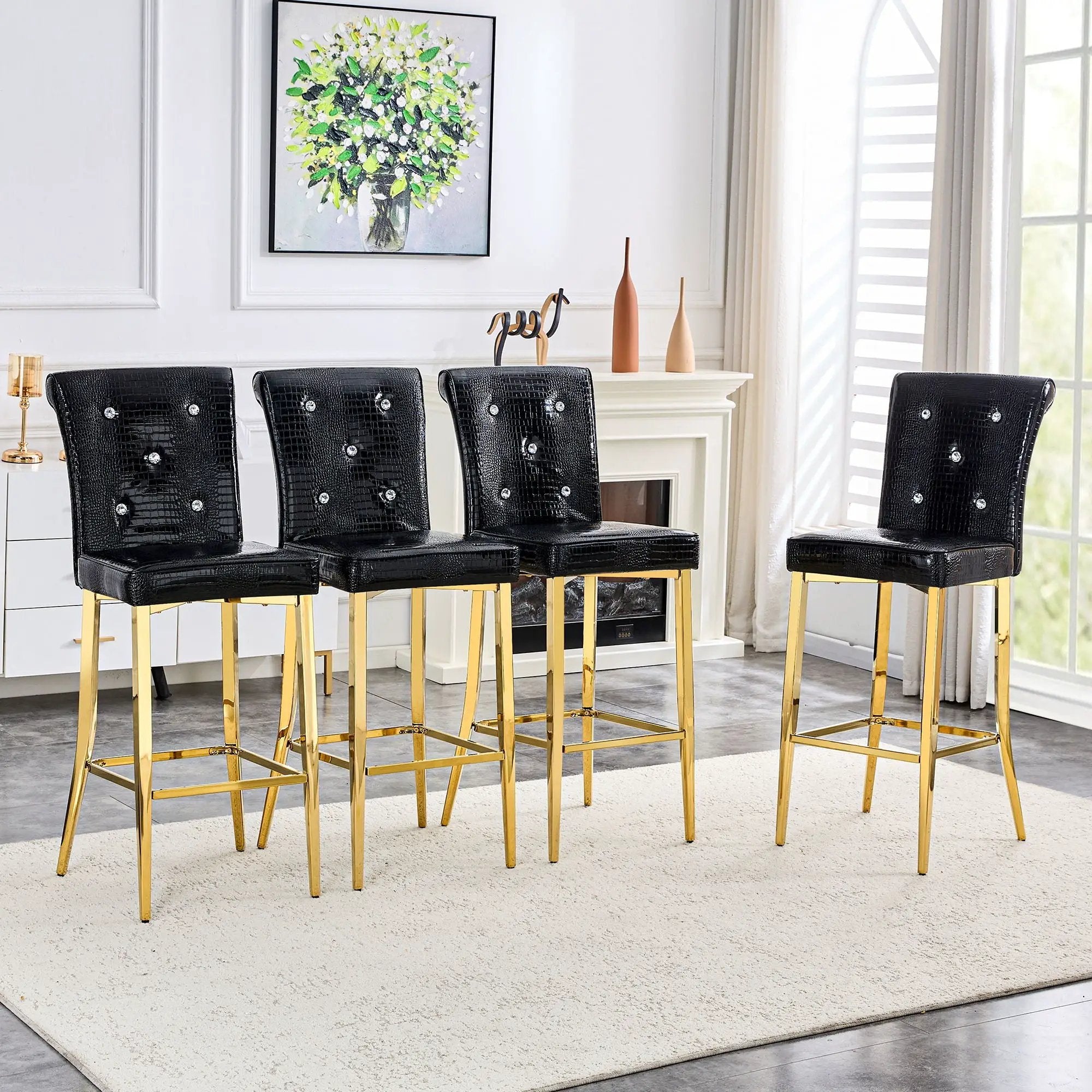 Bar Chairs With Crystal Clasp Design (Set of 2) by Unique Piece Furniture