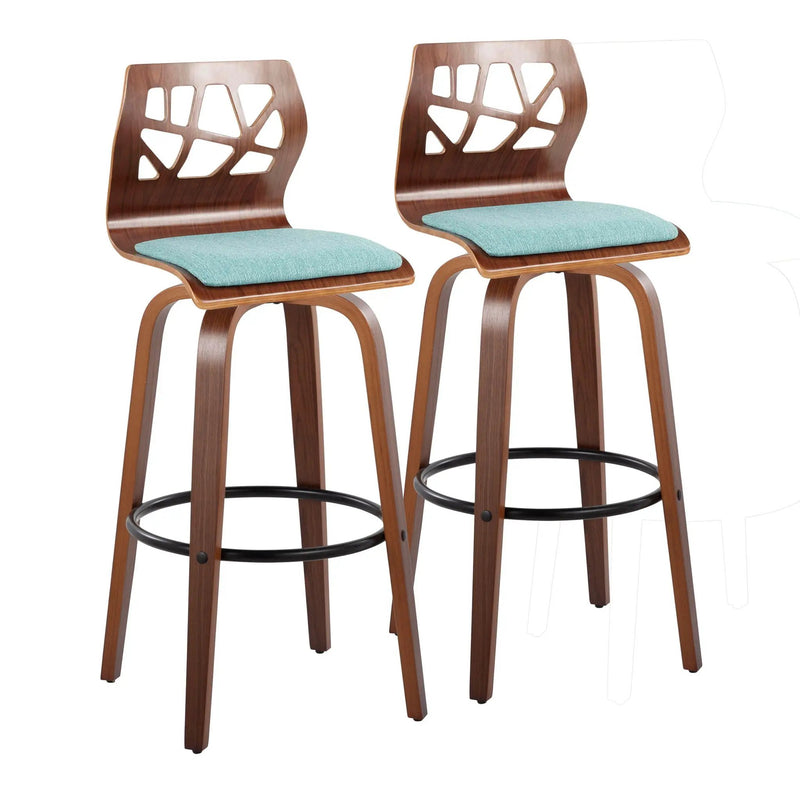 Folia - Mid Century Modern Fixed Height Barstool With Swivel With Round Footrest (Set of 2) by HouseOfZazla