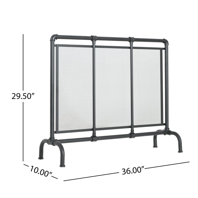 Celeste 1 Panel Iron Fireplace Screen 36" W x 29" H by HouseOfZazla