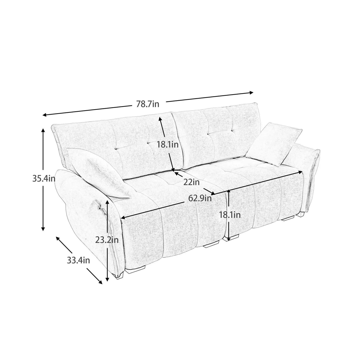Modern Sofa & Pillows, Textured Cover, High Rebound Cushions by Unique Piece Furniture