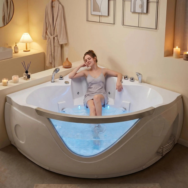 59" Light Luxury Double Corner Whirlpool Bathtub by HouseOfZazla
