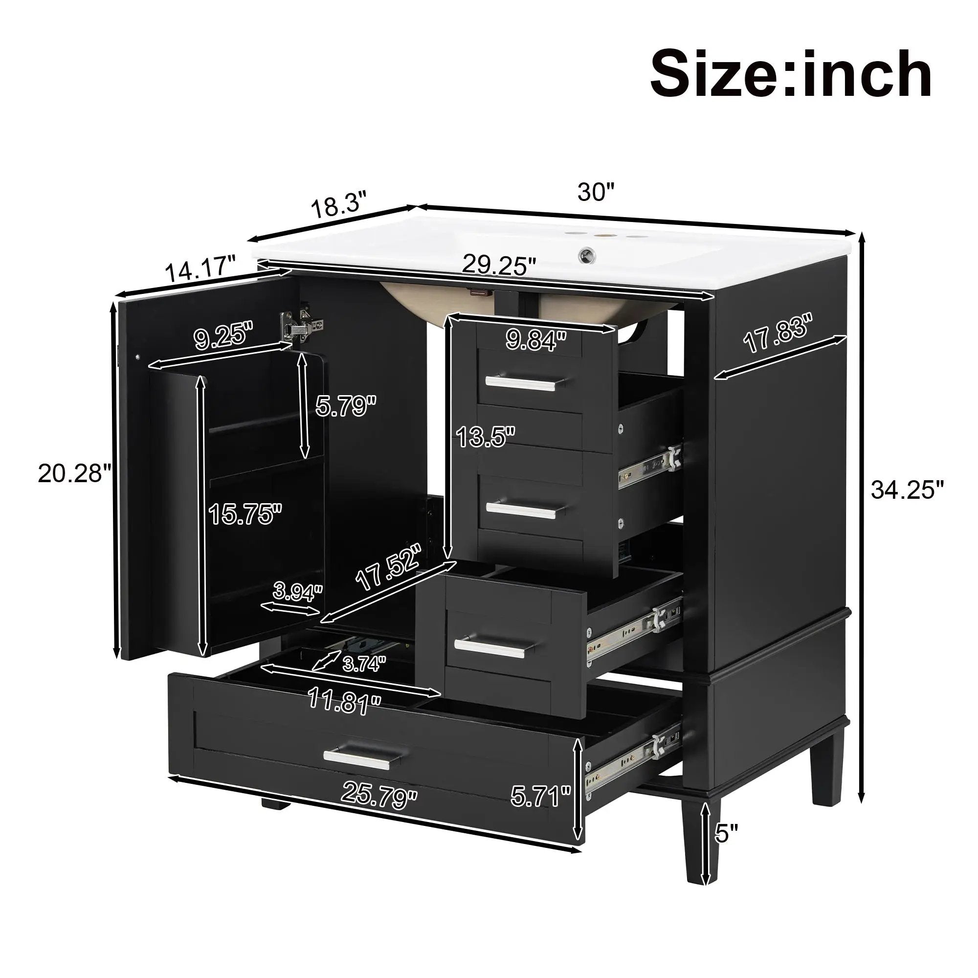 30" Bathroom Vanity with Sink Combo Set by HouseOfZazla