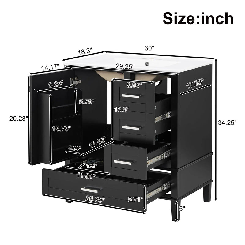 30" Bathroom Vanity with Sink Combo Set by HouseOfZazla