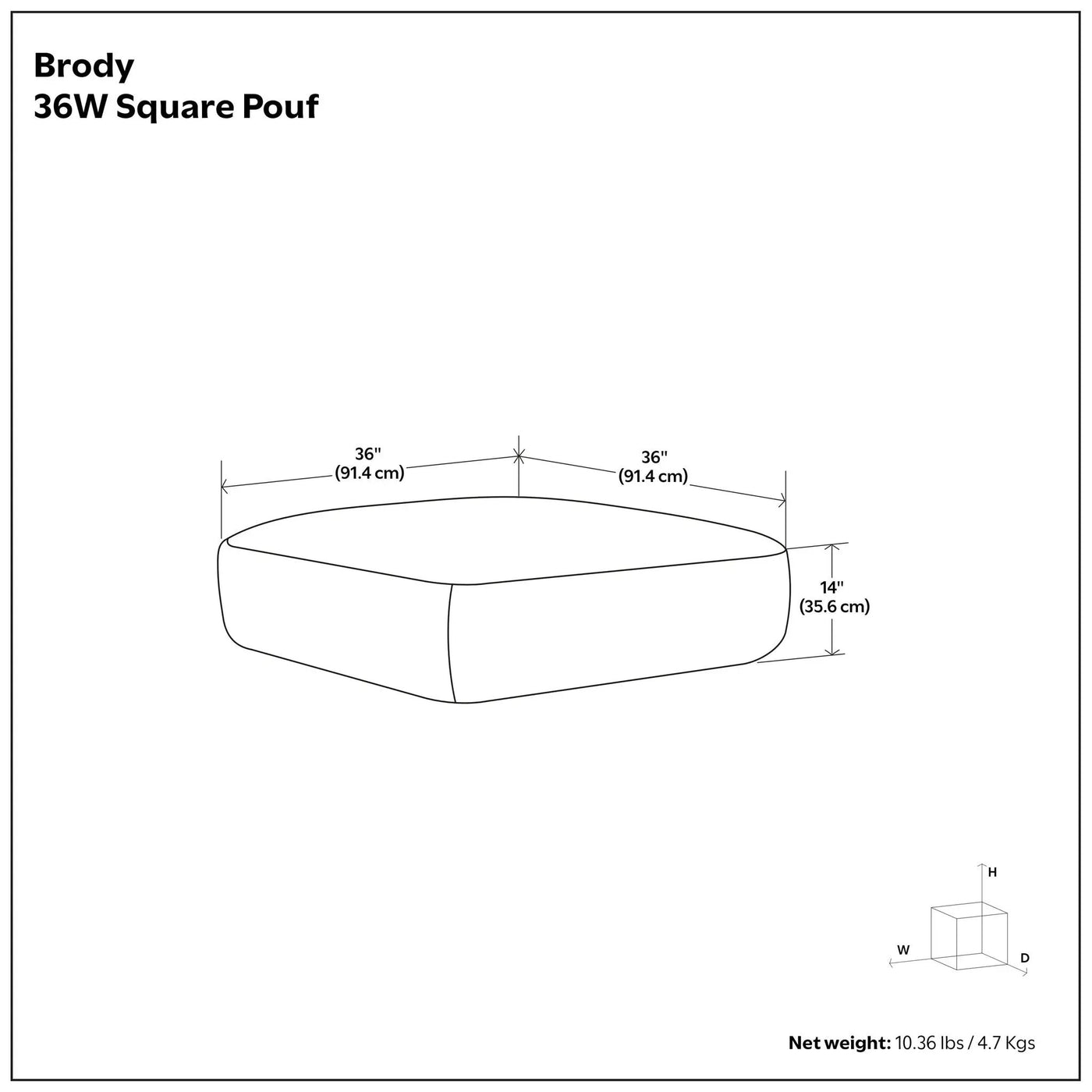 Brody - Large Square, Coffee Table Pouf by HouseOfZazla