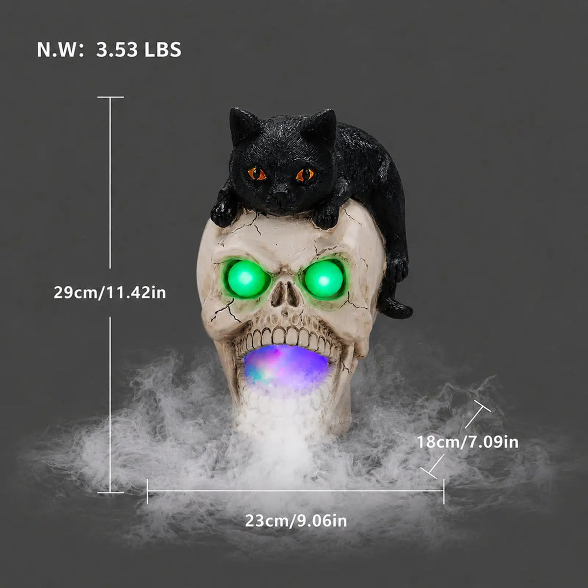 Halloween Cat Skull Statue by HouseOfZazla