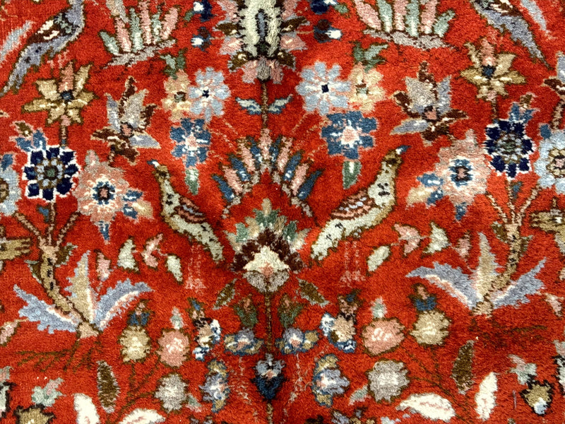 Persian Tabriz Rug 6x10, Burnt Orange and Tan, Animal Pictorials, Deer, Floral, Taba Tabae Carpet by Jewel Rugs