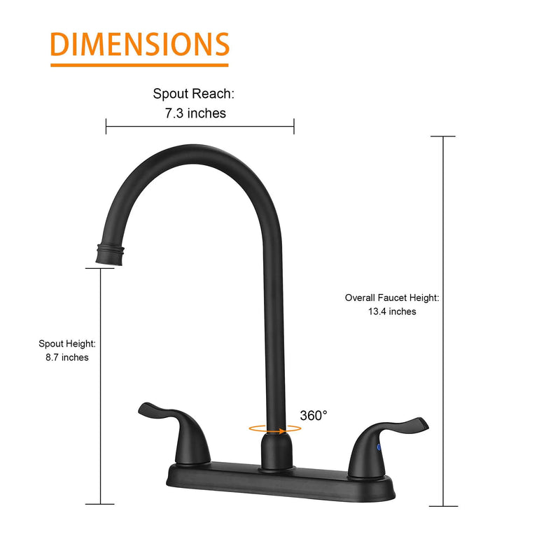 Stainless Steel Kitchen Sink Faucet With 2 Handles, 3 Hole Installation by HouseOfZazla