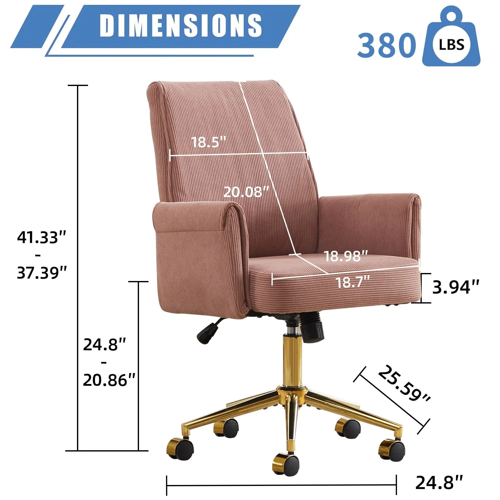 Ergonomic Mid-Back Office Chair With Striped Fabric by Unique Piece Furniture