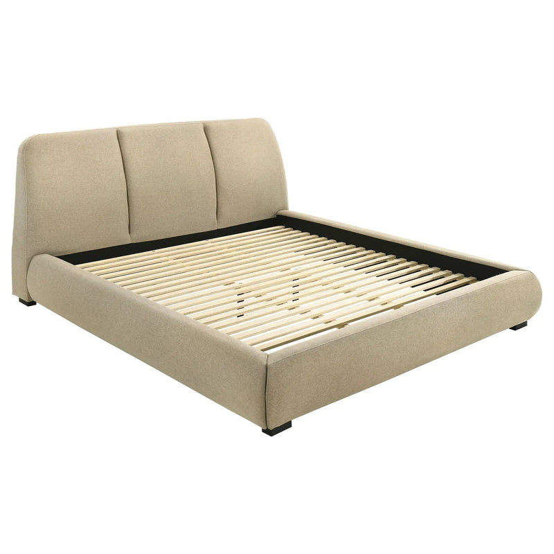 Mokena 46-inch Upholstered Eastern King Platform Bed Brown by Unique Piece Furniture