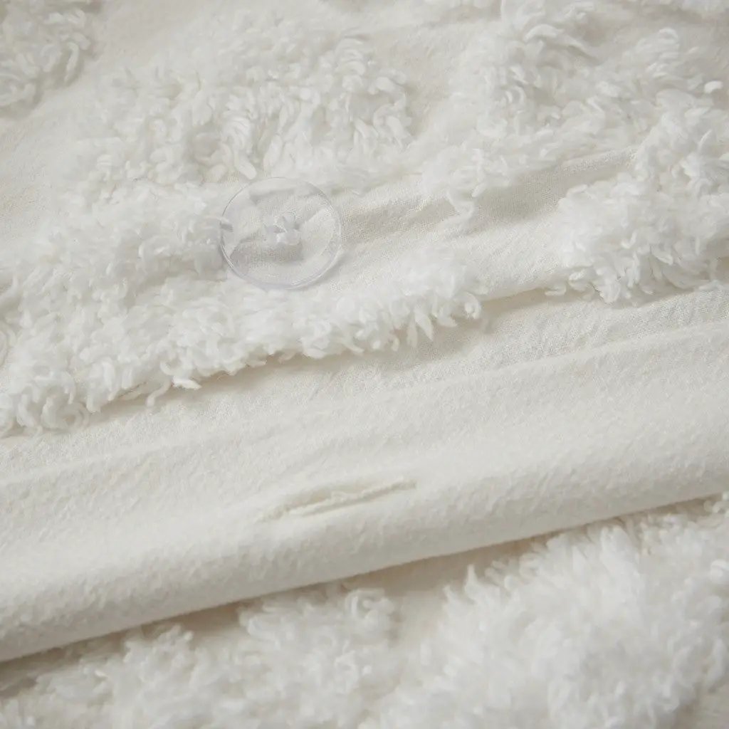 King/Cal King 3 Piece Tufted Cotton Chenille Damask Duvet Cover Set by HouseOfZazla