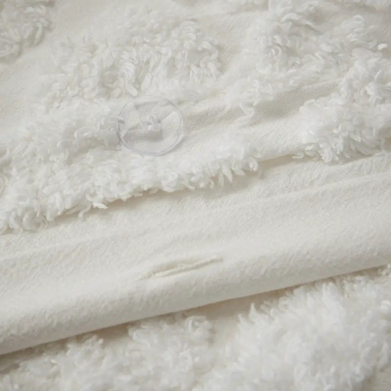 Full/Queen Tufted Cotton Chenille Damask Duvet Cover Set by HouseOfZazla