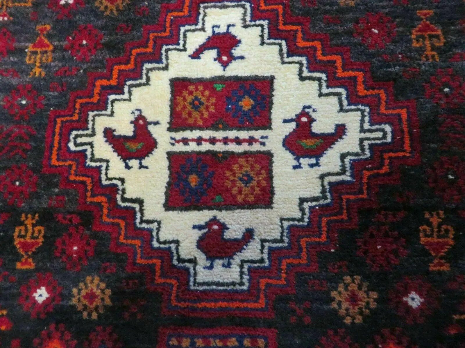 4' X 7' Vintage Handmade Indian Jaipur Rug Bird Carpet by Jewel Rugs