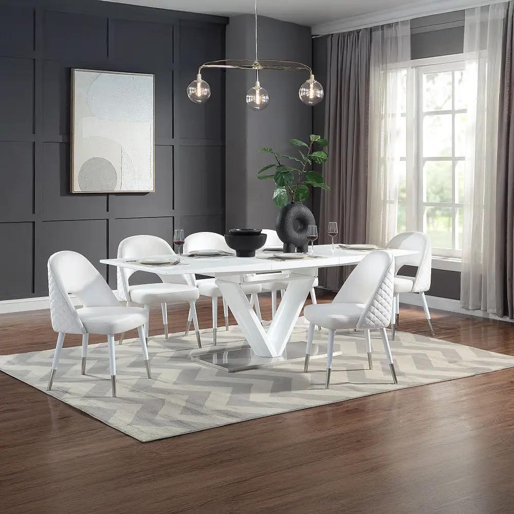 Gallegos - Dining Table With Leaf - White High Gloss by Unique Piece Furniture