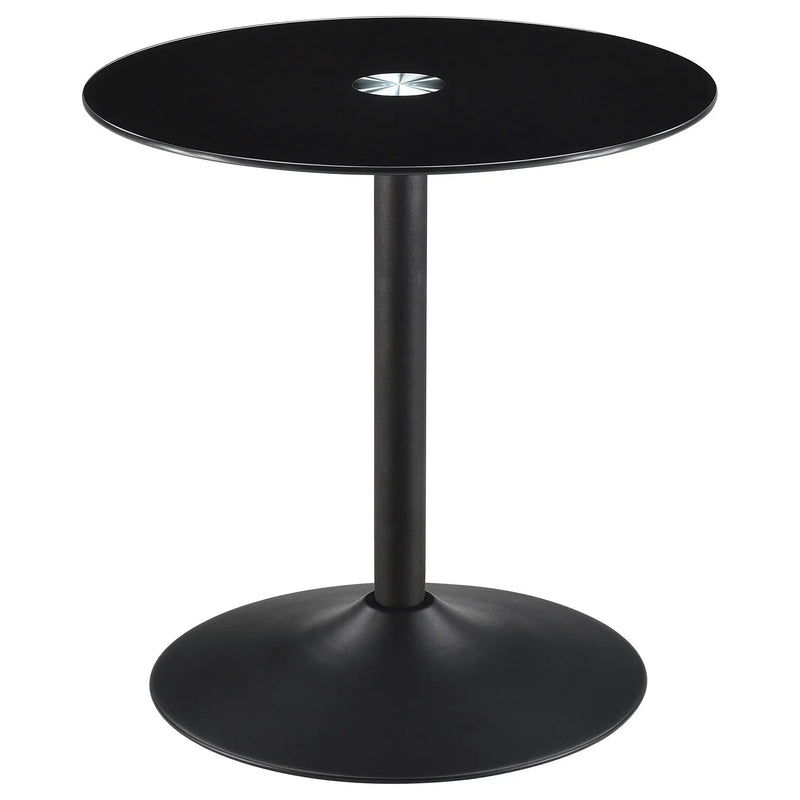 Ganso Round Metal End Table With Tempered Glass Top Black by Unique Piece Furniture