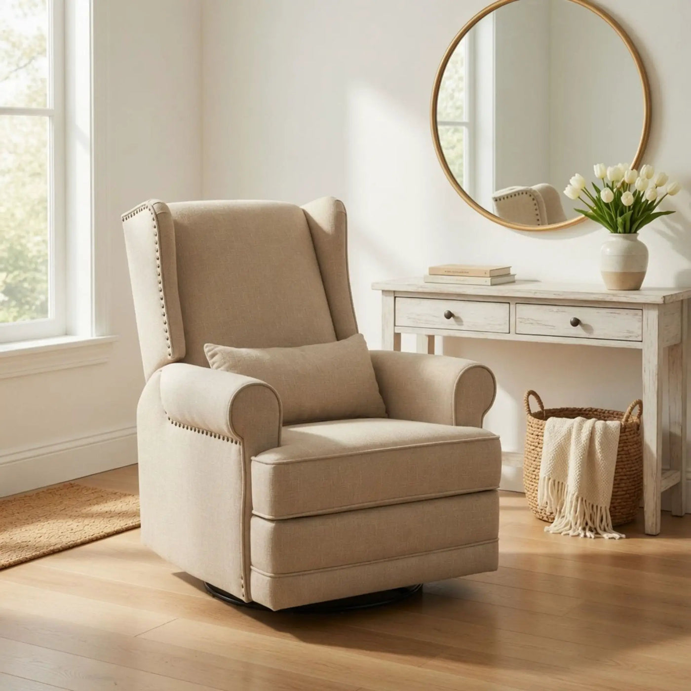 Extra Wide Swivel Recliner Glider Chair With Footrest by HouseOfZazla