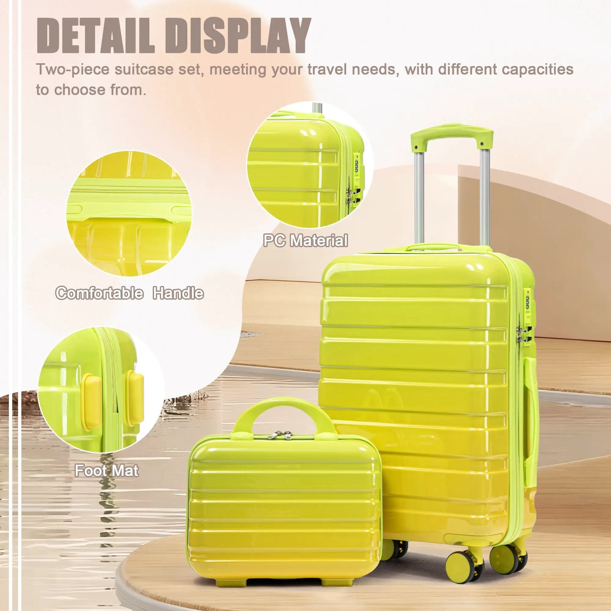 14'/20' 2-Piece PC Spinner Wheel Luggage Set with Gradient Color and Lock by HouseOfZazla