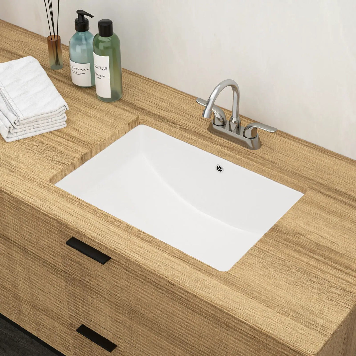 Modern Ceramic Undermount Bathroom Sink With Overflow, High Quality by HouseOfZazla