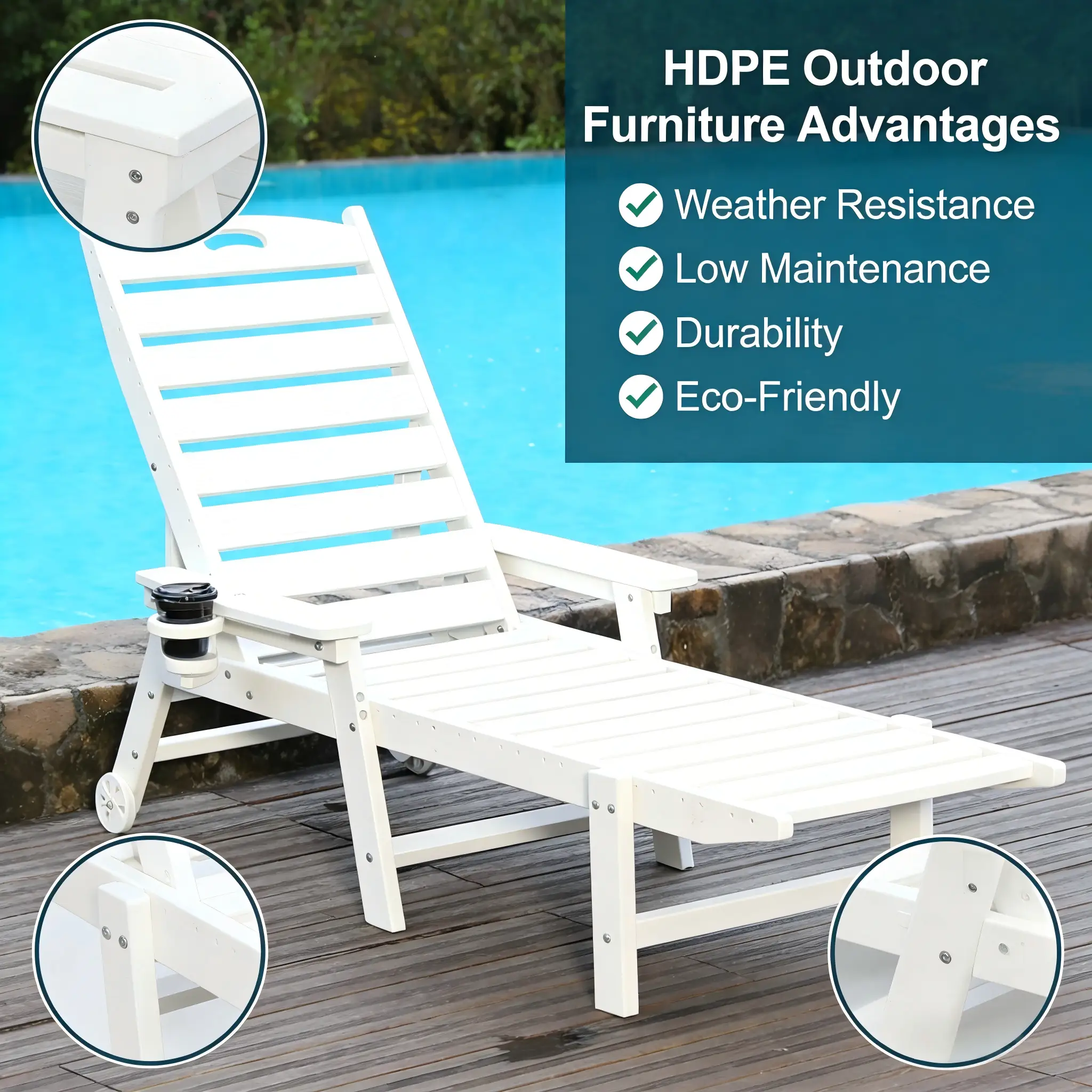 HDPE Chaise Lounge Chair Outdoor by HouseOfZazla