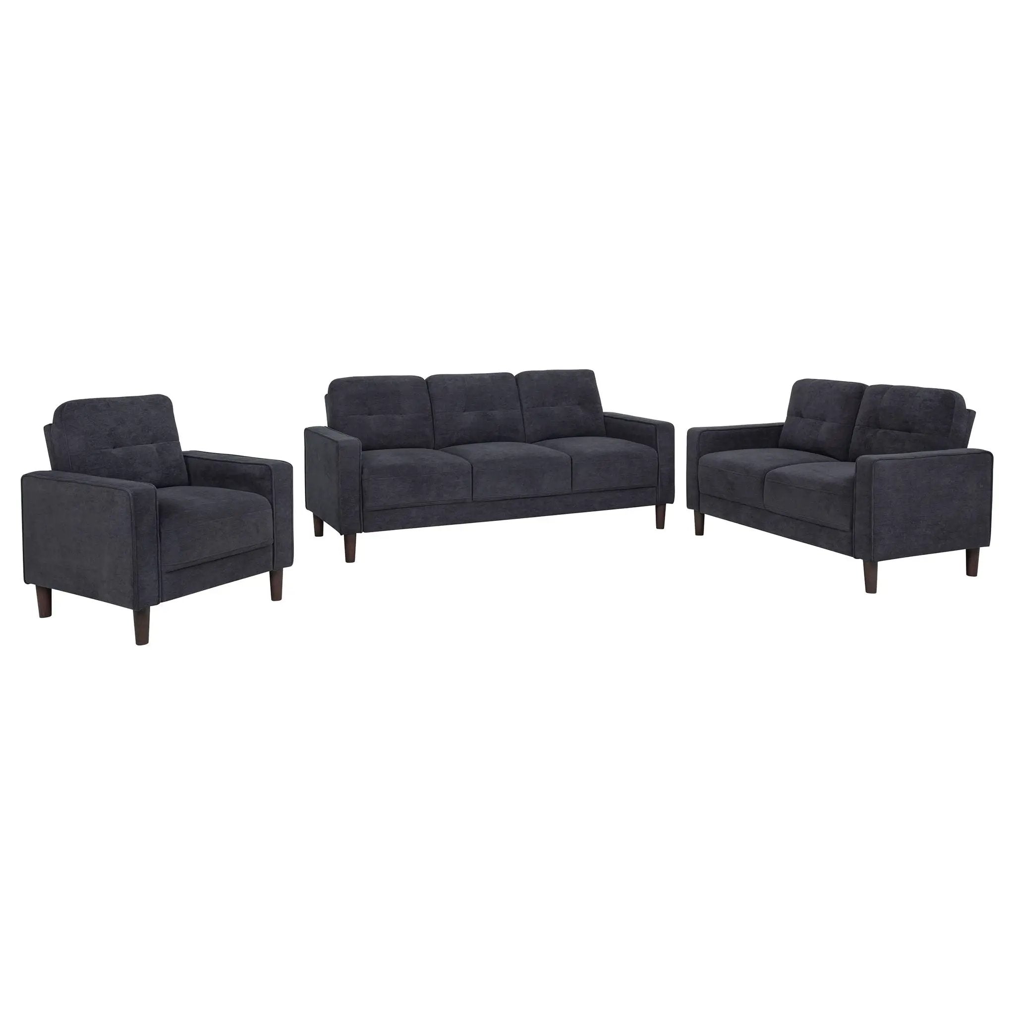 Bowen II 3-piece Upholstered Track Arm Sofa Set Steel Grey by Unique Piece Furniture