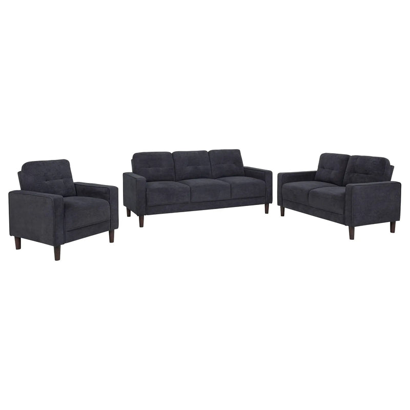 Bowen II 3-piece Upholstered Track Arm Sofa Set Steel Grey by Unique Piece Furniture