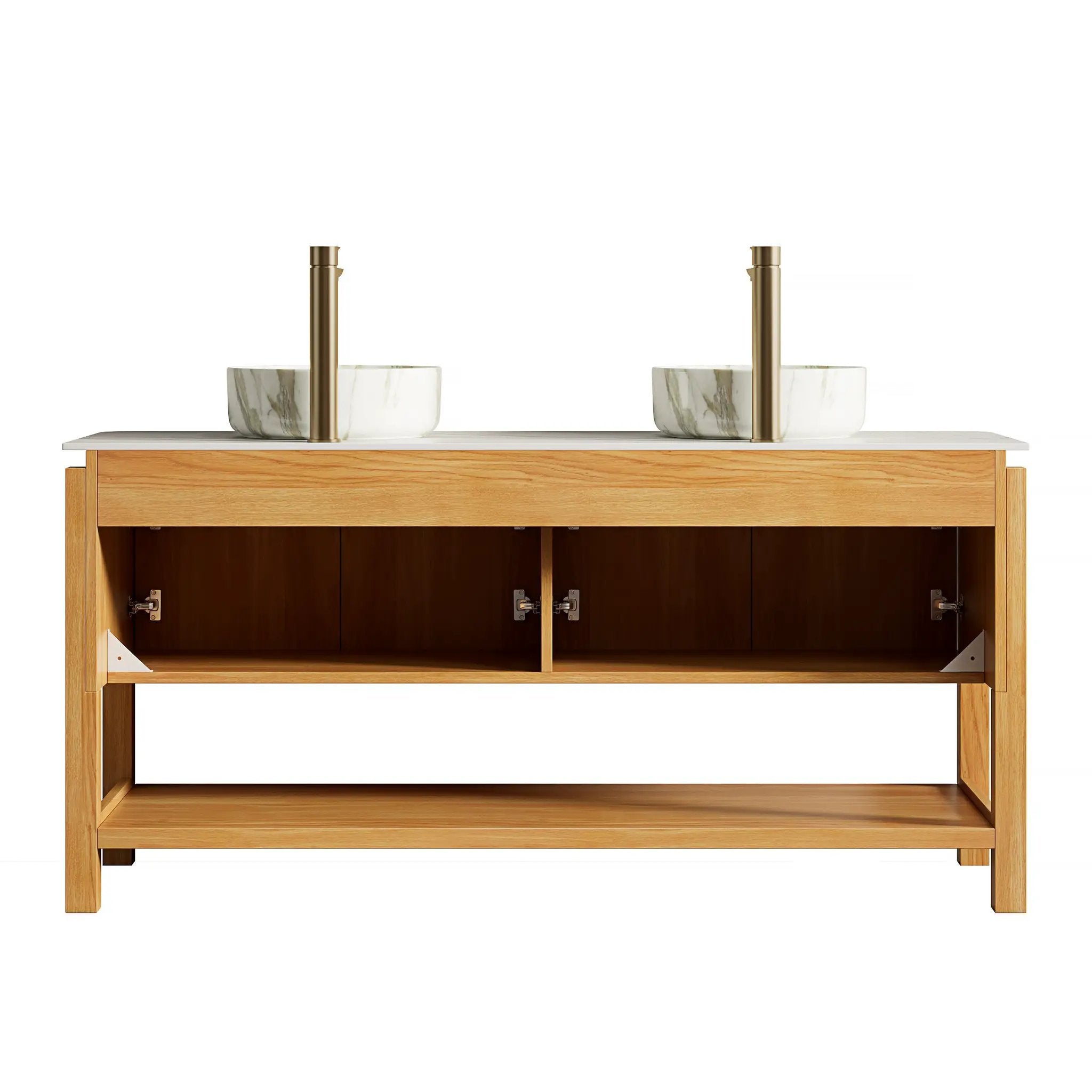 SHARMA 60" Bathroom Vanity & Sinks - Freestanding Plywood Storage Cabinet by HouseOfZazla