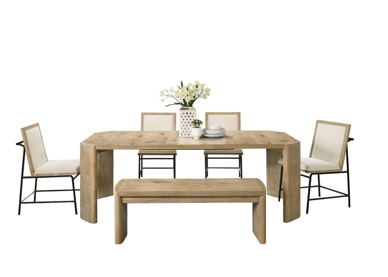 Magnus - 6 Piece Extendable Rectangular Dining Table Set With Dining Bench - Oak by HouseOfZazla