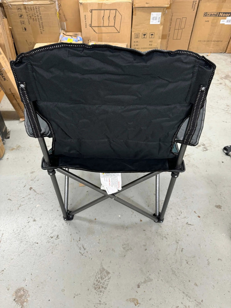 ALPHA CAMP Oversized Heavy Duty Lawn Chair with Cooler Bag Support 450 LBS Steel Frame Camping Folding Collapsible Padded Quad Lumbar Back Arm Chair f by Selzalot