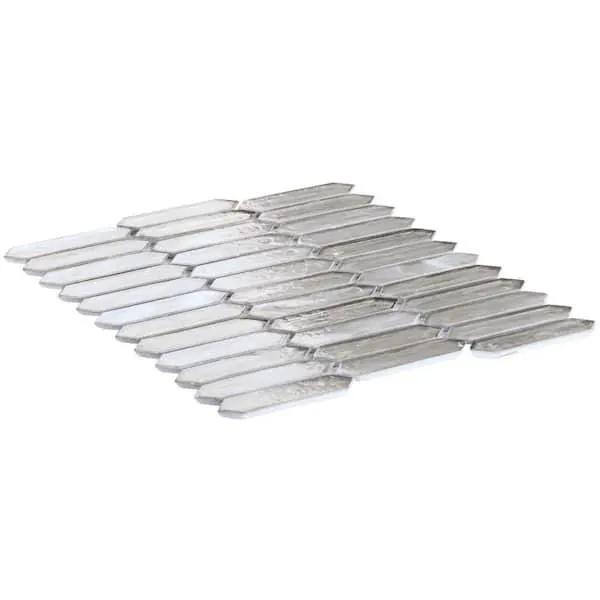 Open Box Ivy Hill Tile Fargin Silver Haze Elongated Hexagon 12 in. x 10 in. x 7mm Polished Glass Mosaic Tile (0.82 sq. ft.) by Selzalot