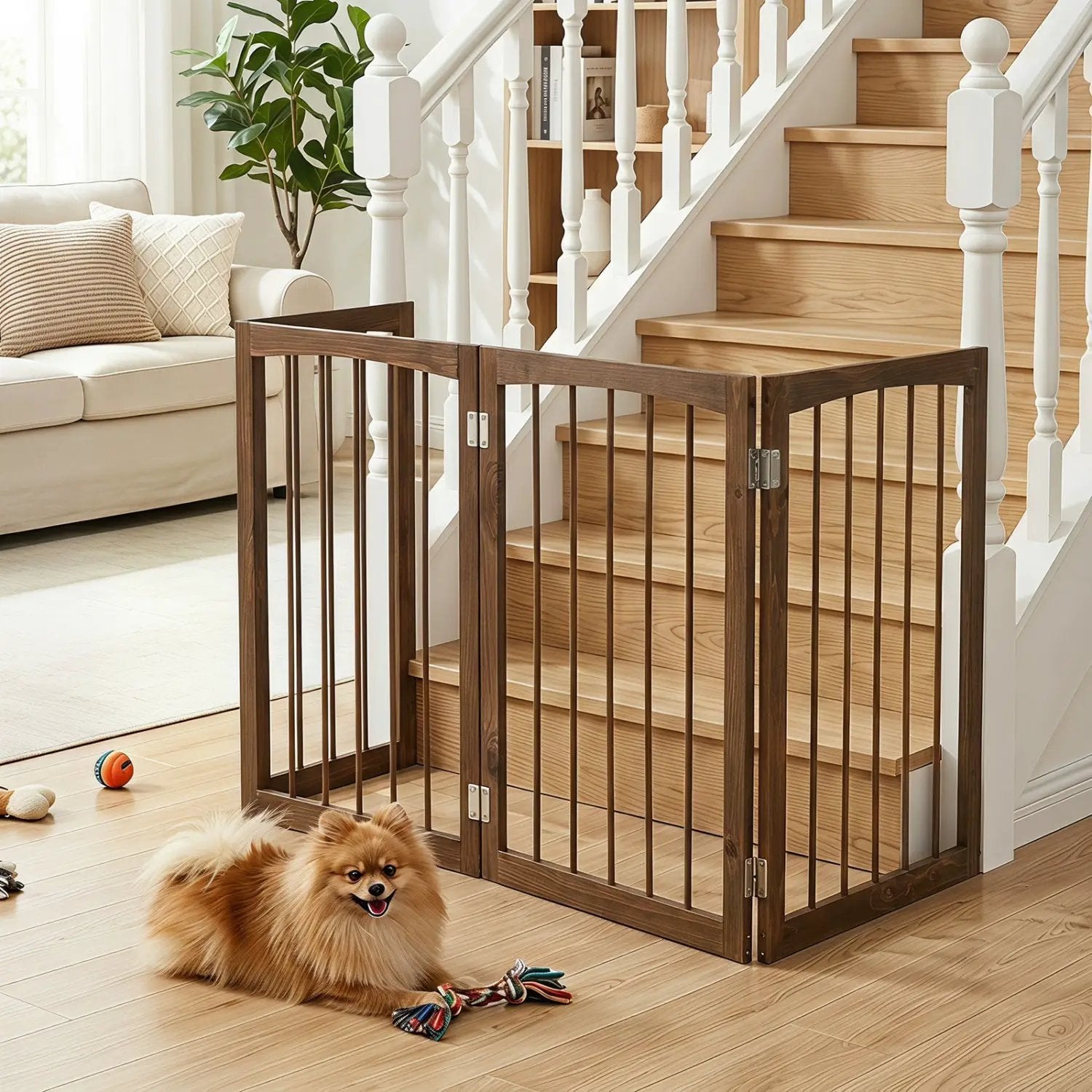 4-Panel Wooden Pet Gate 83" x 30" Freestanding Dog Fence by DirectDeals