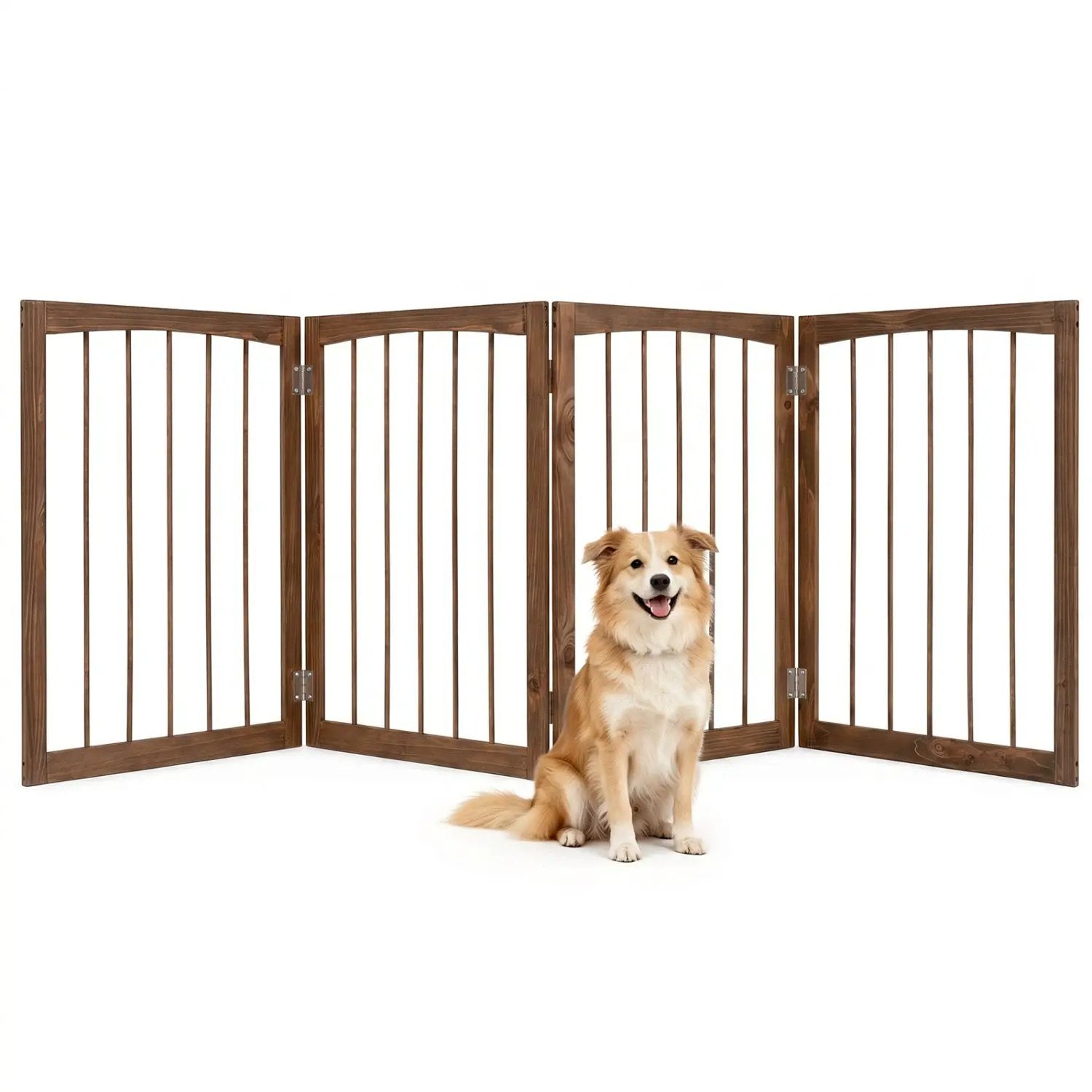 4-Panel Wooden Pet Gate 83" x 30" Freestanding Dog Fence by DirectDeals