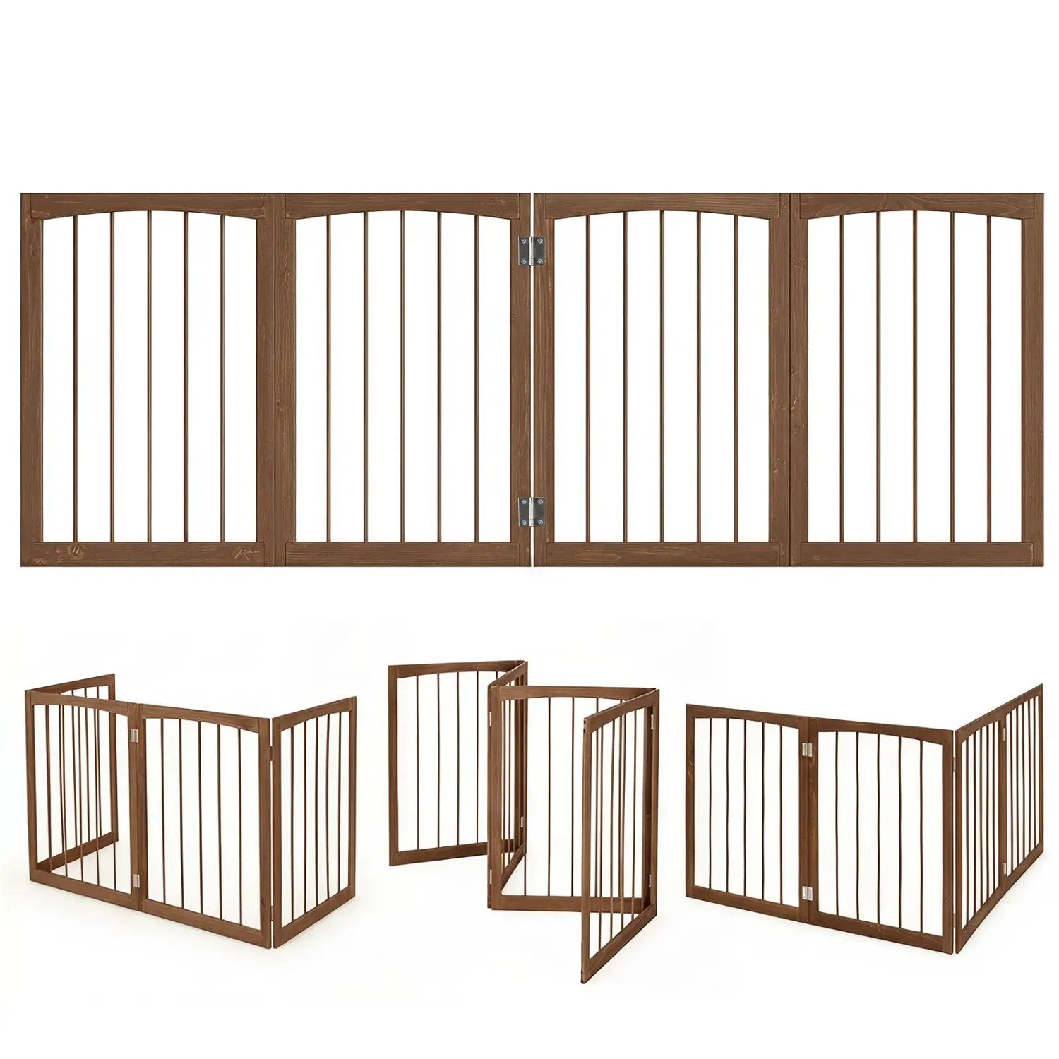 4-Panel Wooden Pet Gate 83" x 30" Freestanding Dog Fence by DirectDeals