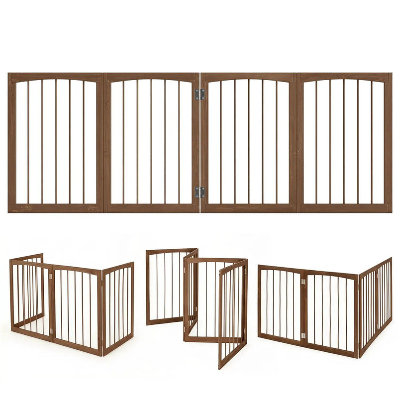 4-Panel Wooden Pet Gate 83" x 30" Freestanding Dog Fence by DirectDeals